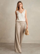 Lyocell-Linen Wide-Leg Trousers in Neutral | Reiss Onsale