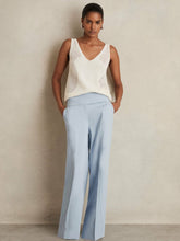 Lyocell-Linen Wide-Leg Trousers in Blue | Reiss