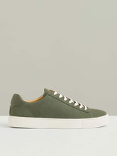 Nubuck Leather Low-Top Trainers in Thyme Green | Reiss
