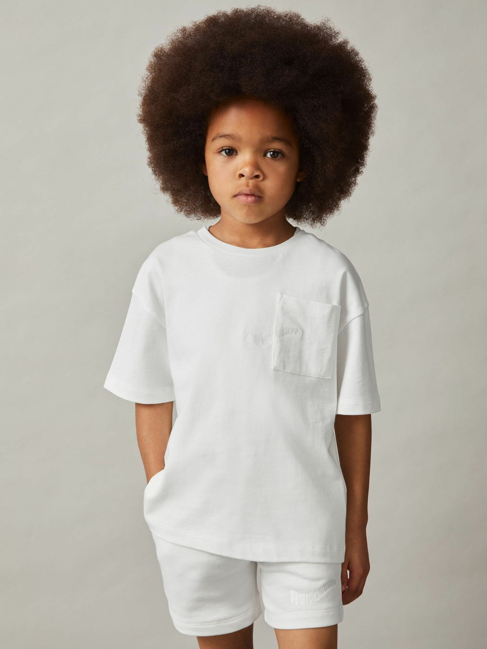 9-13 yrs Cotton Palm-Embroidery Oversize T-Shirt in Off White | Reiss USA