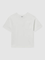 9-13 yrs Cotton Palm-Embroidery Oversize T-Shirt in Off White | Reiss USA