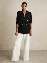 Oversized Double-Breasted Blazer Linen-Blend in Black | Reiss Onsale