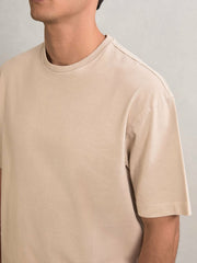 Cotton Garment-Dyed Oversize T-Shirt in Oatmeal | Reiss For Sale