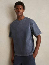 Cotton Garment-Dyed Oversize T-Shirt in Indigo Blue | Reiss