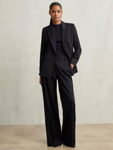 Petite Wool-Blend Wide-Leg Suit Trousers in Navy | Reiss US