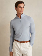 Merino Wool Half-Zip Jumper in Soft Blue | Reiss