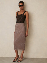Lace Pencil Skirt in Taupe Brown | Reiss
