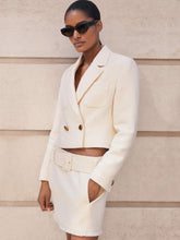Bouclé Belted Mini Skirt With Wool and Cotton in White | Reiss US