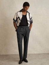 Wool-Blend Belted Pleated Trousers Regular-Fit in Charcoal Grey | Reiss Onsale