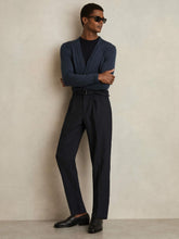Wool-Blend Belted Pleated Trousers Regular-Fit in Navy | Reiss Discount