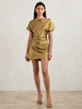 Acler Draped Satin Mini Dress in Gold Moss | Reiss Onsale
