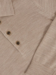 13-14 yrs Merino Wool Long-Sleeve Polo Shirt in Wheat Melange | Reiss Near Me