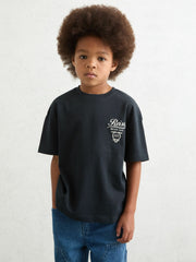 3-9 yrs Cotton Motor Cars-Print T-Shirt in Washed Blue/White | Reiss Onsale