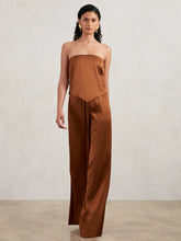 Good American Satin Wide-Leg Trousers in Copper | Reiss USA