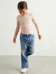 4-9 yrs Cotton Ruched Long-Sleeve T-Shirt with Stretch in Pale Pink | Reiss Near Me