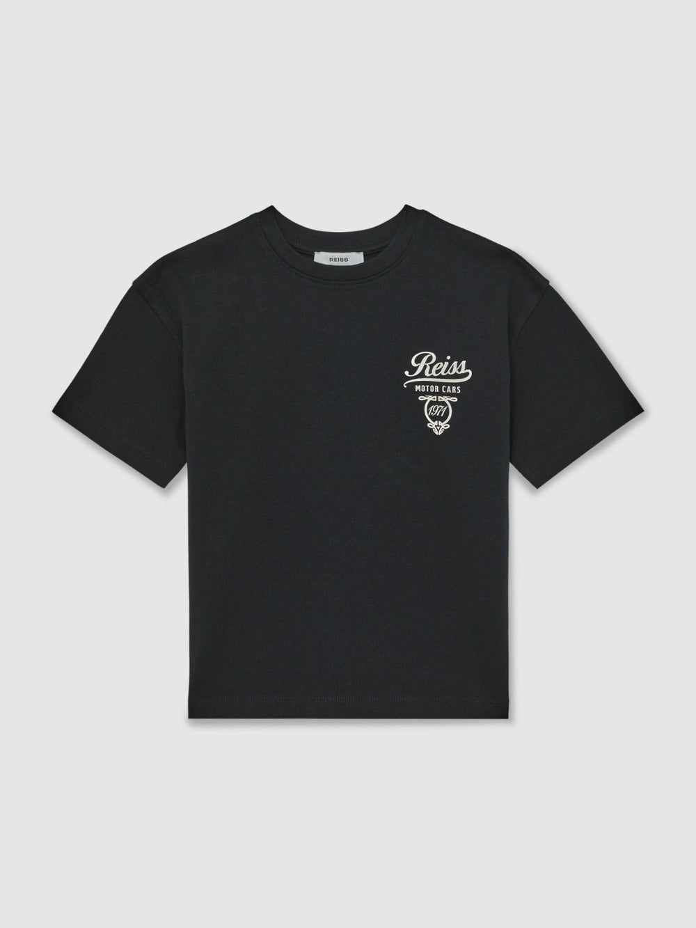13-14 yrs Cotton Motor Cars-Print T-Shirt in Washed Blue/White | Reiss US