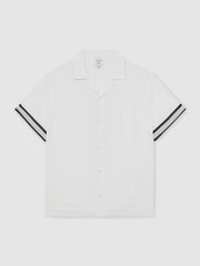 | Ché Stripe-Cuff Shirt in White | Reiss USA