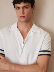 | Ché Stripe-Cuff Shirt in White | Reiss USA