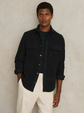Moleskin-Cotton Twin-Pocket Overshirt in Navy | Reiss