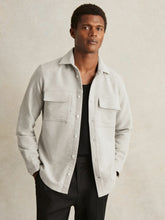 Moleskin-Cotton Twin-Pocket Overshirt in Soft Grey Melange | Reiss US