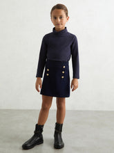 9-13 yrs Cotton-Jersey Roll-Neck Top with Stretch in Navy | Reiss Near Me