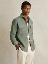 Moleskin-Cotton Twin-Pocket Overshirt in Green | Reiss Near Me