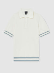 | Ché Cotton Knit Polo Shirt in White | Reiss US
