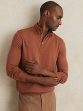Merino Wool Half-Zip Jumper in Cinnamon Brown | Reiss Discount