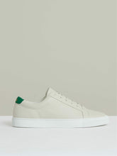 Tumbled-Leather Low-Top Trainers in Off White/Green | Reiss For Sale