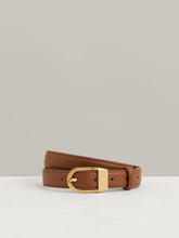 Leather Curved-Buckle Belt in Tan | Reiss US