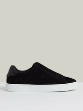 Suede Slip-On Elasticated Trainers in Black | Reiss For Sale