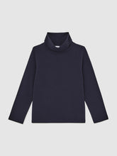 13-14 yrs Cotton-Jersey Roll-Neck Top with Stretch in Navy | Reiss For Sale