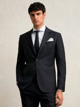 Slim-Fit Wool Single Breasted Check Suit Blazer in Navy | Reiss