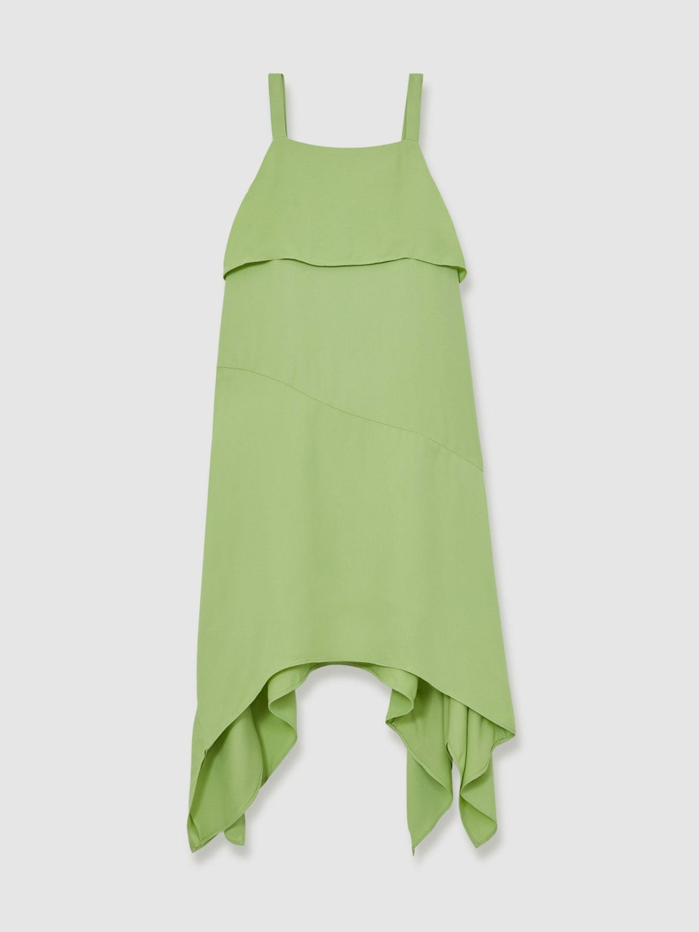 13-14 yrs Handkerchief-Hem Sleeveless Dress in Green | Reiss Sale