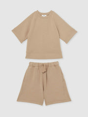 3-9 yrs Modal-Blend Sweatshirt And Shorts Set in Mink | Reiss For Sale