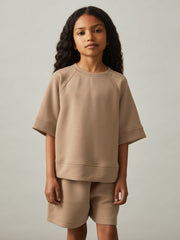 3-9 yrs Modal-Blend Sweatshirt And Shorts Set in Mink | Reiss For Sale