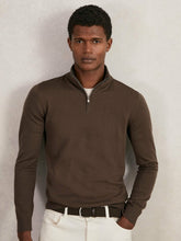 Merino Wool Half-Zip Jumper in Chocolate Brown | Reiss USA
