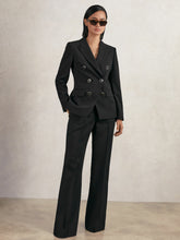 Wool-Blend Double-Breasted Blazer in Black | Reiss