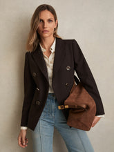 Wool-Blend Double-Breasted Blazer in Chocolate Brown | Reiss US