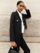 Wool Twin-Pocket Cropped Jacket in Black | Reiss US