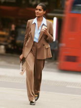 Wool-Blend Wide-Leg Suit Trousers in Tan | Reiss Discount