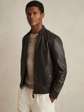 Leather Bomber Jacket in Brown | Reiss