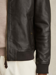 Leather Bomber Jacket in Brown | Reiss