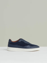 Leather Elasticated-Lace Trainers in Navy Blue | Reiss US