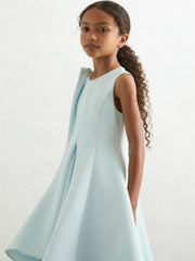 13-14 yrs Flower-Detail Fit-And-Flare Dress in Blue | Reiss Onsale