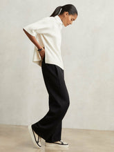 Petite Wide-Leg Interlock Drawstring Joggers in Black | Reiss Sale