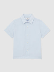 3-9 yrs Short Sleeve Linen Shirt in Pale Blue | Reiss Near Me