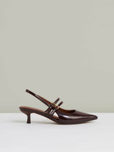 Leather Slingback Buckle Court Shoes in Oxblood | Reiss US