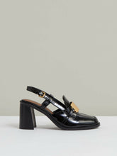 Patent Leather Slingback Heeled Loafers in Black | Reiss Near Me