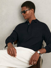 Cotton Concealed Placket Polo Shirt in Navy | Reiss Near Me